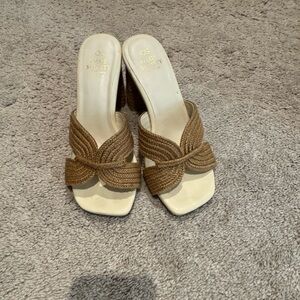 CLASS SOCIETY Tan Braided Slide Mules